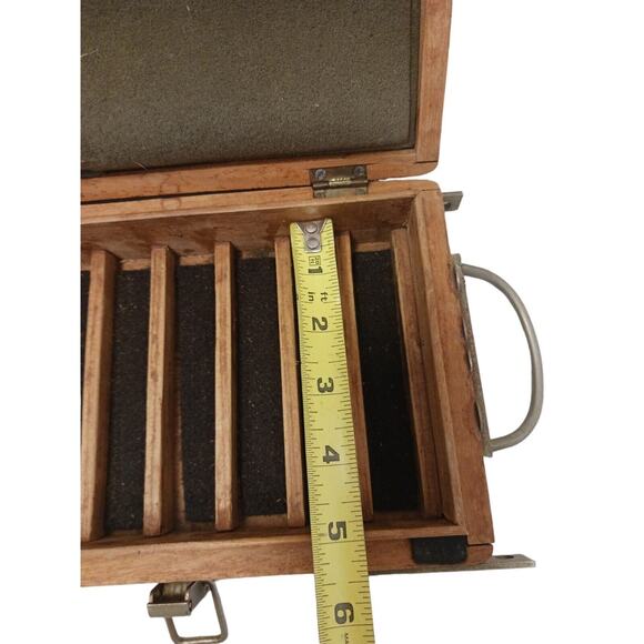 Vintage Cigar Box RARE HAND CARVED Cedar Wood Brass Handle SLOTTED Compartments - Picture 13 of 16